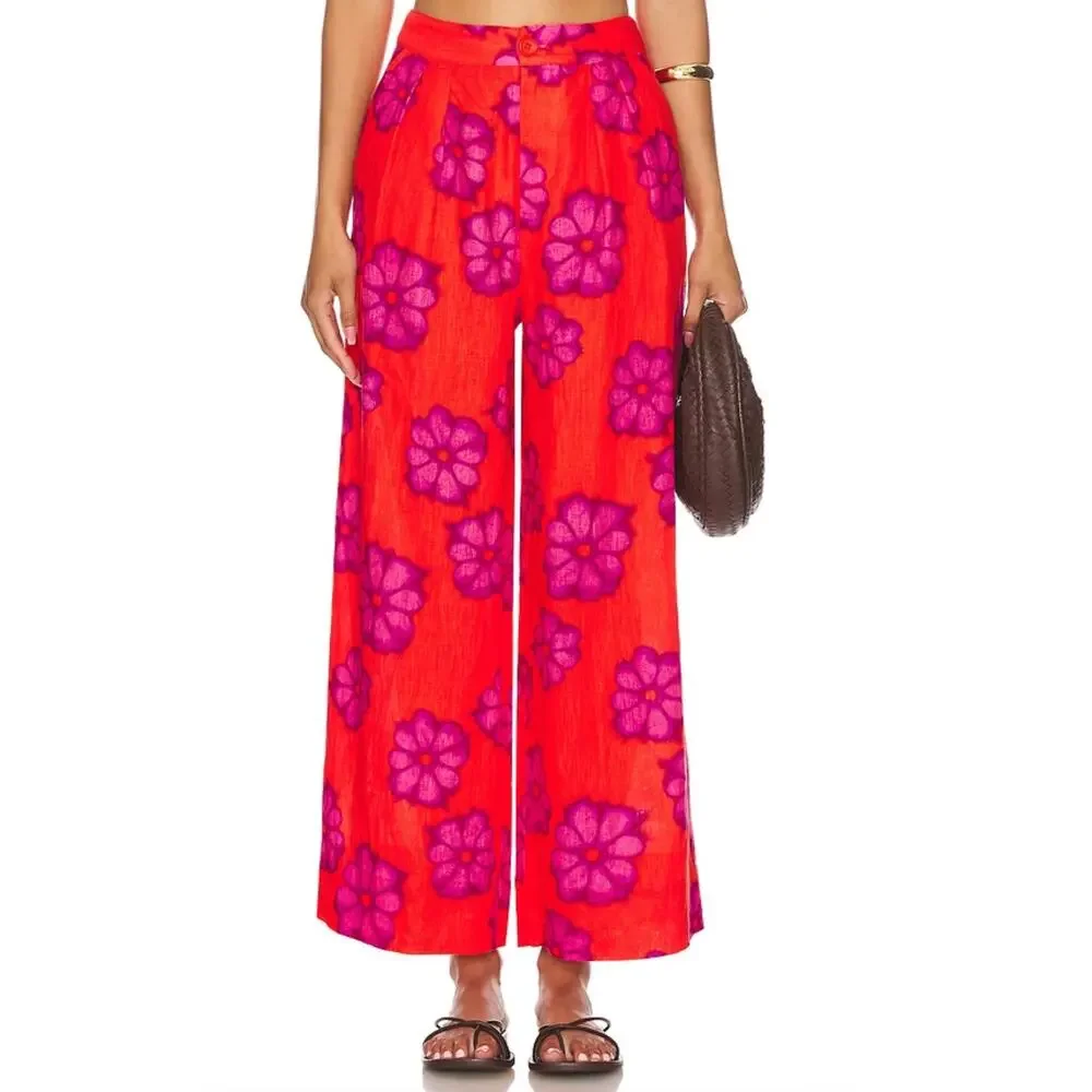 Rhode Linen Campbell Pants Scarlet Size 4 NWT - Picture 2 of 11